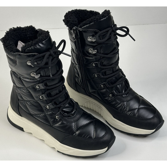 Geox Respira Falena Abx Waterproof Warm Winter Boot Black Womens Size 7 New $115 - Picture 1 of 13